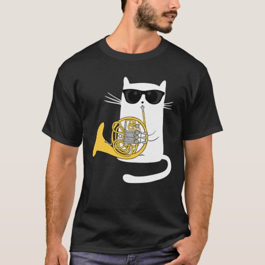Jazz Cat Playing French Horn - Cool Smooth T-Shirt (Voorkant)