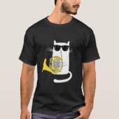 Jazz Cat Playing French Horn Hippy Hipster Kitty T-shirt (Voorkant)
