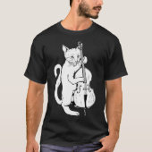 Jazz Cat Plays Upright Bass Cool Musician T-shirt (Voorkant)