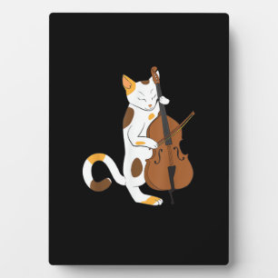 Jazz Cat Shirt Spelen Bass Instrument voor Kitten Fotoplaat