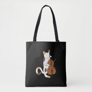 Jazz Cat Shirt Spelen Bass Instrument voor Kitten Tote Bag
