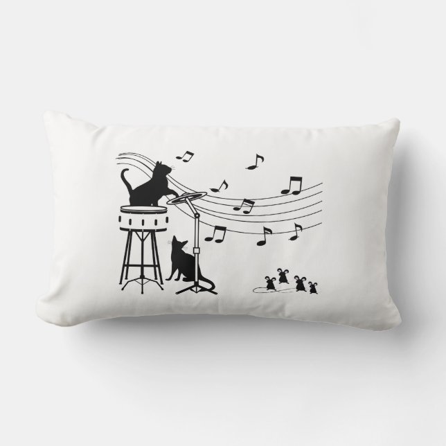 Jazz Cats | Drum Lumbar Pillow Kussen (Voorkant)