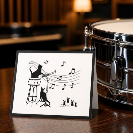 Jazz Cats | Drum Vouwbare Notitiekaart