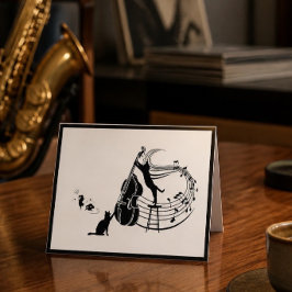 Jazz Cats | Dubbele Bas Vouwkaart Notitiekaartje