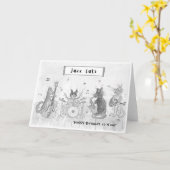 Jazz Cats Happy Birthday Card (B&W) Kaart (Gele Bloem)