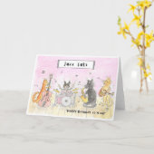 Jazz Cats Happy Birthday Card Kaart (Gele Bloem)