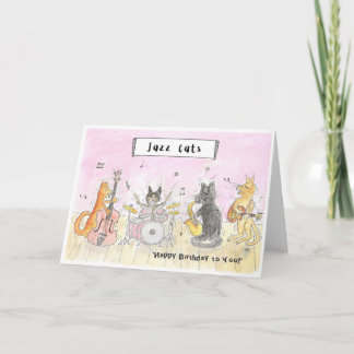 Jazz Cats Happy Birthday Card Kaart