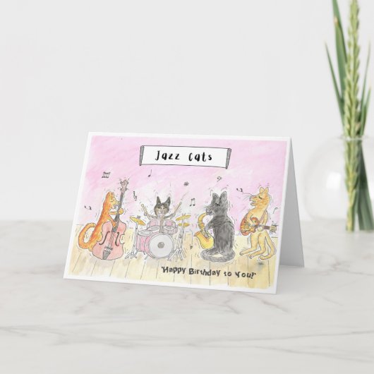 Jazz Cats Happy Birthday Card Kaart (Voorkant)