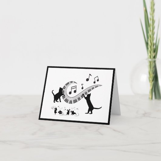 Jazz Cats | Piano Folded Note Card Notitiekaartje (Voorkant)
