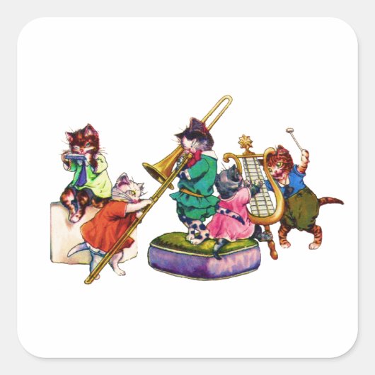 Jazz Cats Vierkante Sticker (Voorkant)