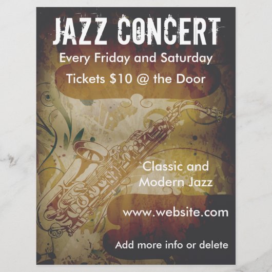 Jazz Concert Saxophone Flyer (Voorkant)