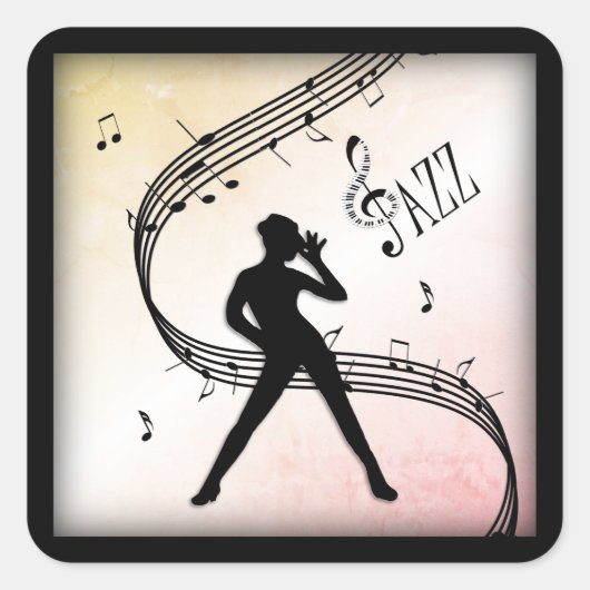 Jazz Dance Apricot Peach Muziek Vierkante Sticker (Voorkant)