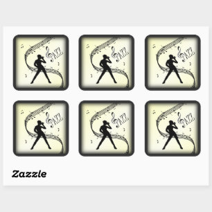 Jazz Dance Gele Muziek Vierkante Sticker