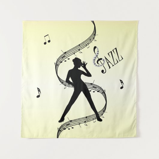 Jazz Dance Gele Muziek Wandkleed (Voorkant)