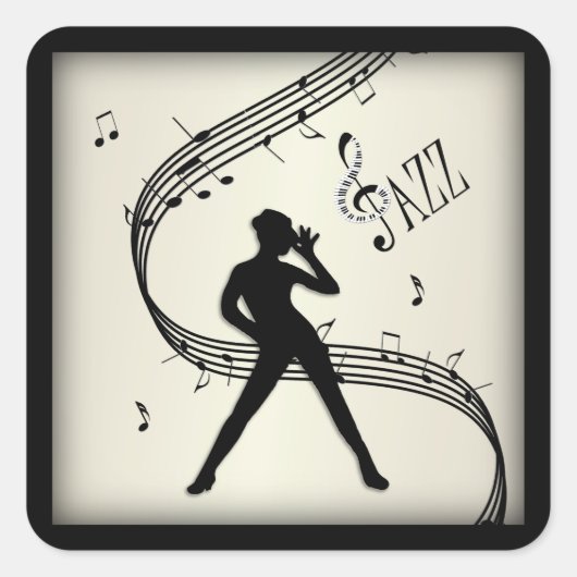 Jazz Dance Gold Music Vierkante Sticker (Voorkant)