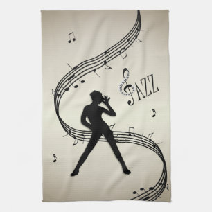 Jazz Dance Golden Music Kitchen Towel Theedoek