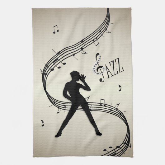 Jazz Dance Golden Music Kitchen Towel Theedoek (Verticaal)