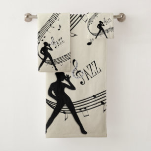Jazz Dance Golden Music Mint Bath Bad Handdoek