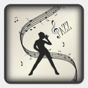 Jazz Dance Golden Music Square Sticker