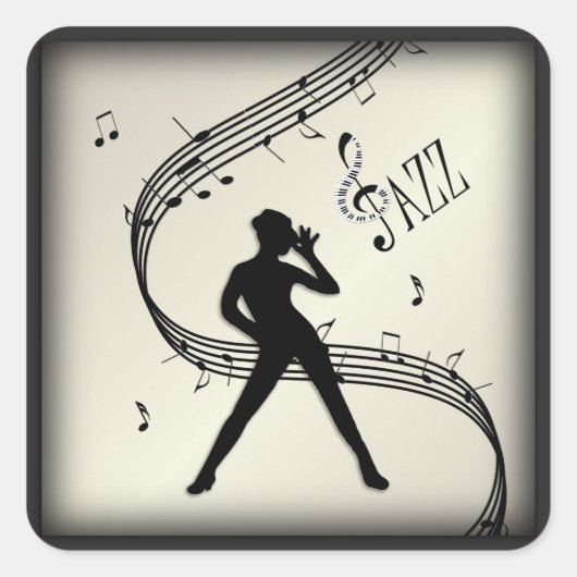 Jazz Dance Golden Music Square Sticker (Voorkant)