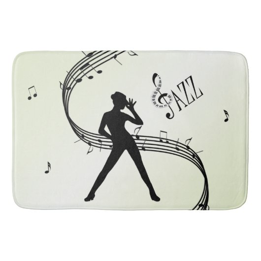 Jazz Dance Licht Olijfgroene Muziek Badmat (Voorkant)