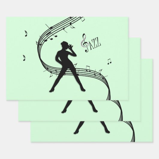 Jazz Dance Mint Muziek Inpakpapier Vel (Set)