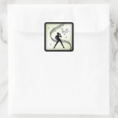 Jazz Dance Olive Groene Muziek Vierkante Sticker (Tas)