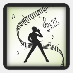 Jazz Dance Olive Groene Muziek Vierkante Sticker