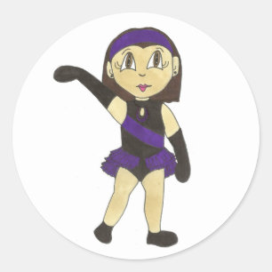 Jazz Dance Overweging Paars Costume Girl Dancer Ronde Sticker