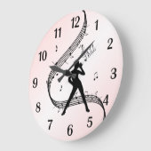 Jazz Dance Pink Black Numbers Large Clock Grote Klok (Hoek)