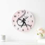 Jazz Dance Pink Black Numbers Large Clock Grote Klok (Huis)