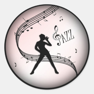 Jazz Dance Pink Music Classic Round Sticker