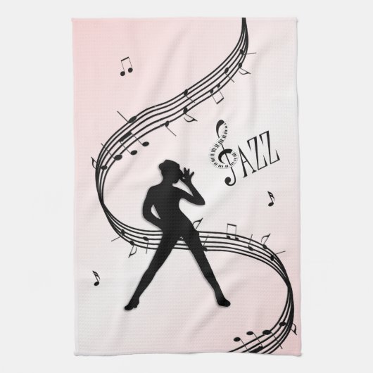Jazz Dance Pink Music Kitchen Towel Theedoek (Verticaal)