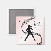 Jazz Dance Pink Music Magnet (Voorkant / Achterkant)