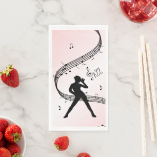 Jazz Dance Pink Music Paper Guest Towels Servet