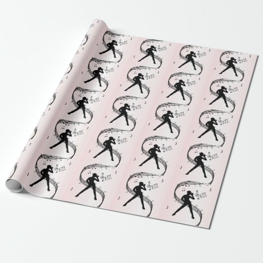 Jazz Dance Pink Music Wrapping Paper Cadeaupapier (Uitgerold)