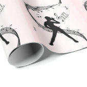 Jazz Dance Pink Music Wrapping Paper Cadeaupapier (Rol Hoek)