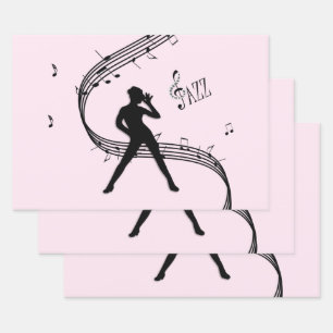 Jazz Dance Pink Music Wrapping Paper Sheets