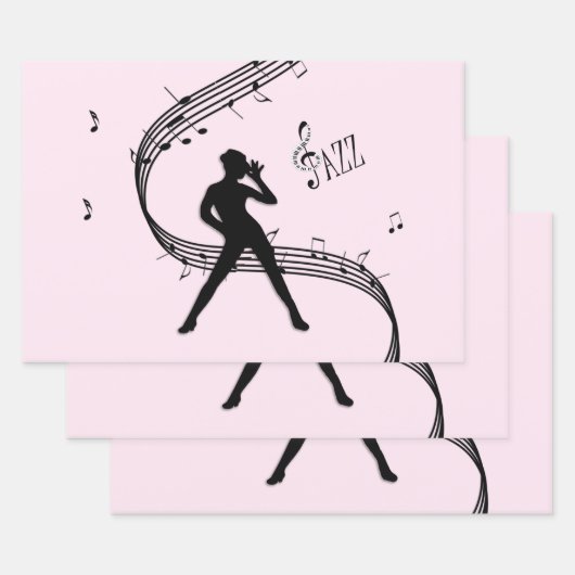 Jazz Dance Pink Music Wrapping Paper Sheets (Set)