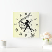 Jazz Dance Roman Numerals Geel Vierkante Klok (Huis)