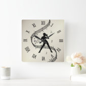 Jazz Dance Roman Numerals Golden Square Wall Clock Vierkante Klok (Huis)