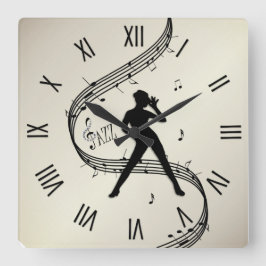 Jazz Dance Roman Numerals Golden Square Wall Clock Vierkante Klok