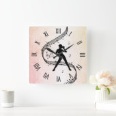 Jazz Dance Roman Numerals Vierkante Klok (Huis)