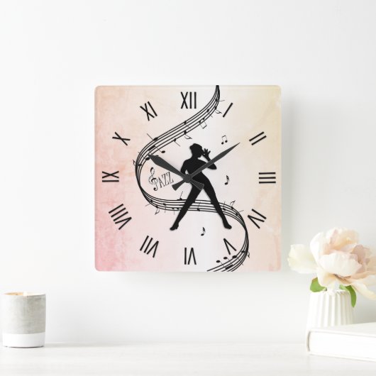 Jazz Dance Roman Numerals Vierkante Klok (Huis)