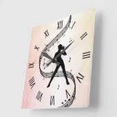 Jazz Dance Roman Numerals Vierkante Klok (Hoek)