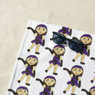 Jazz Dance Teacher Overweging Zwarte Paarse kostuu Strandlaken