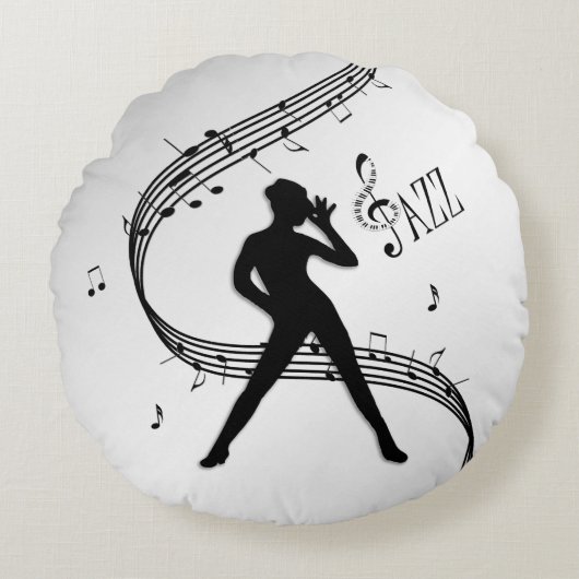 Jazz Dance Zilver Rond Kussen (Voorkant)