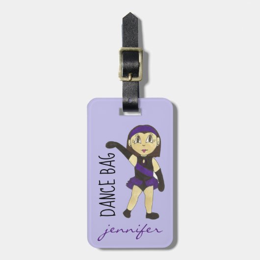 Jazz Dancer Personalized Dance Teacher Bag Paars Bagagelabel (Voorkant verticaal)