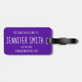 Jazz Dancer Personalized Dance Teacher Bag Paars Bagagelabel (Achterkant horizontaal)
