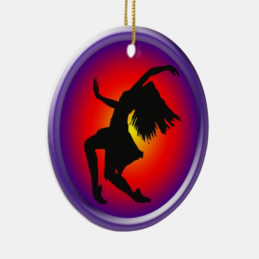 Jazz dancer silhouette op multi-achtergrond keramisch ornament (Rechts)